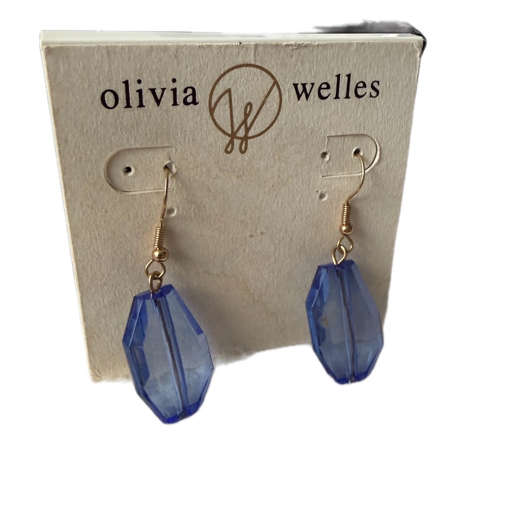 Olivia Welles Gold and Blue Geometric Earrings NWT